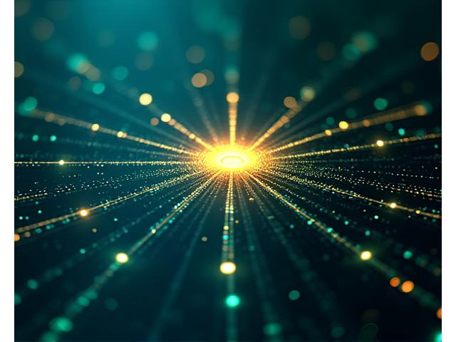 Digitale Darstellung eines verschlüsselten Datenflusses mit Schutzschichten und Vorhängeschloss-Symbolen, die Datensicherheit am Computer symbolisieren.