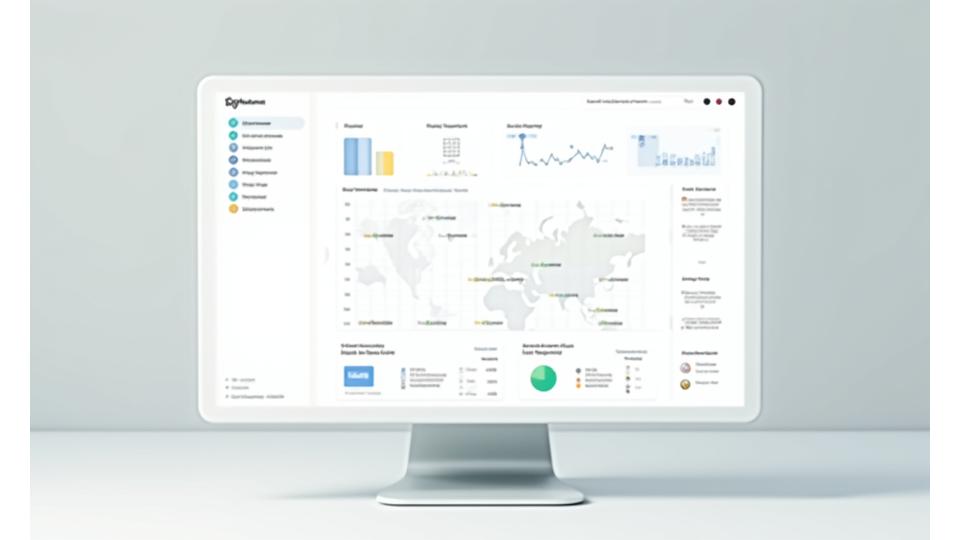 Ein digitales Dashboard zeigt ESG-Performance-Metriken mit Kreisdiagrammen, Balkendiagrammen und positiven Trends.