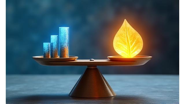 Eine Waage mit Icons für Geld und soziale Wirkung, die Philanthropie und charitable giving darstellt.