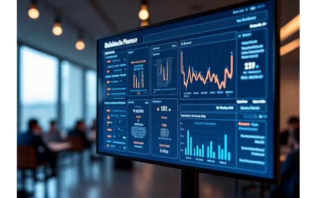 Ein stilisierter Finanz-Dashboard, der verschiedene Anlageklassen und Performance-Metriken in einem konsolidierten Überblick für ein Family Office abbildet.