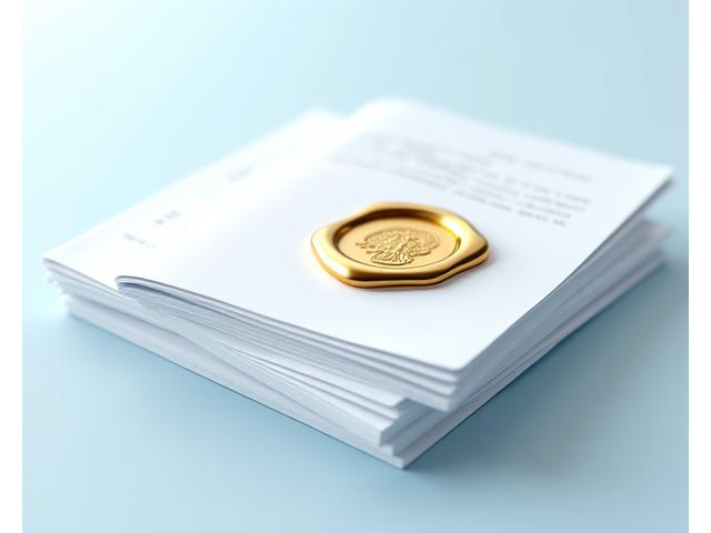 Stilisierte Dokumente mit einem goldenen Siegel, die Rechtssicherheit symbolisieren